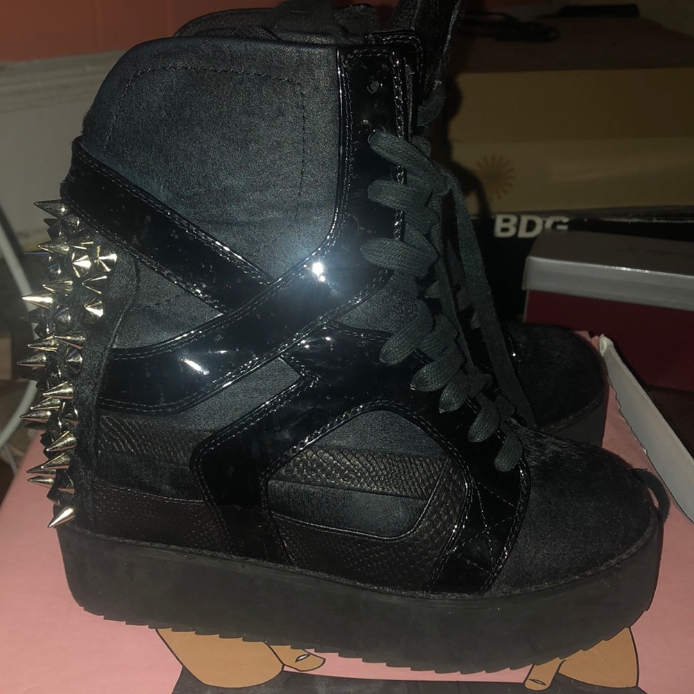Black Sneaker Wedges with Spikes